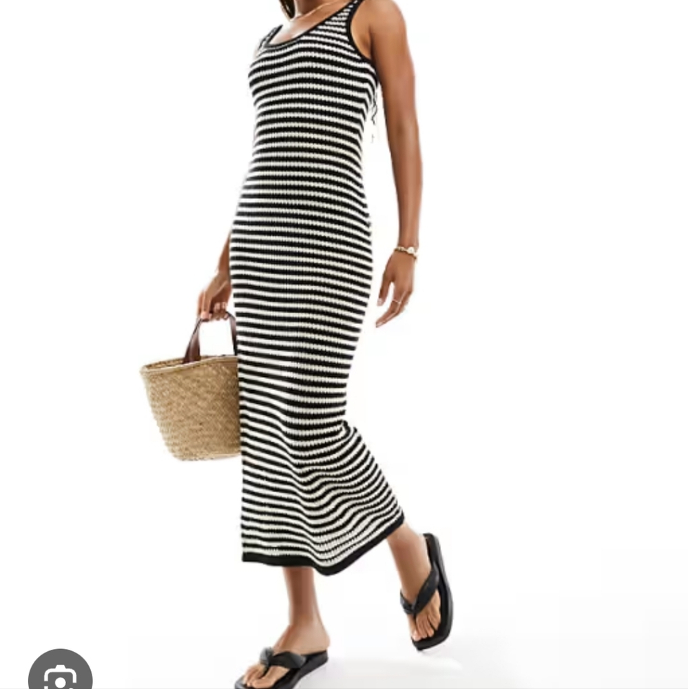 4th & Reckless Black and White Striped Maxi Dress